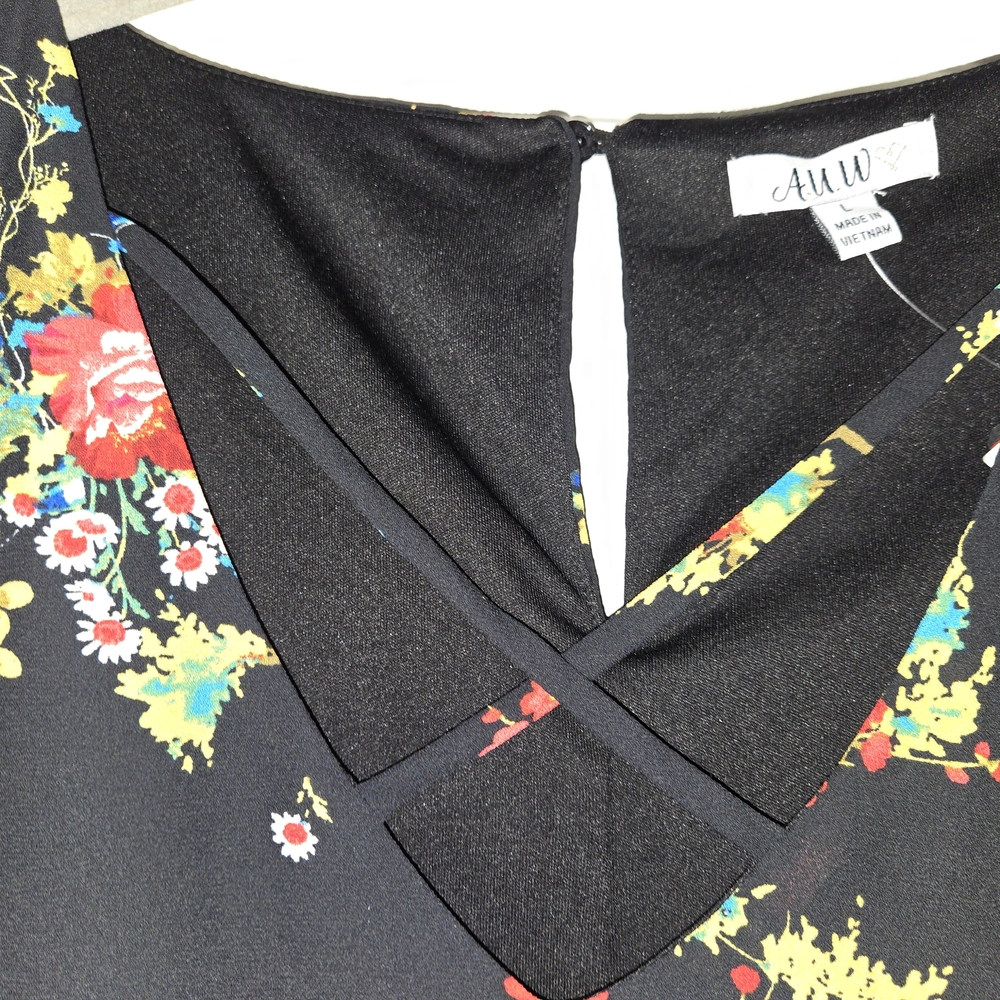 Floral Black Mini Dress - Picture 2 of 4